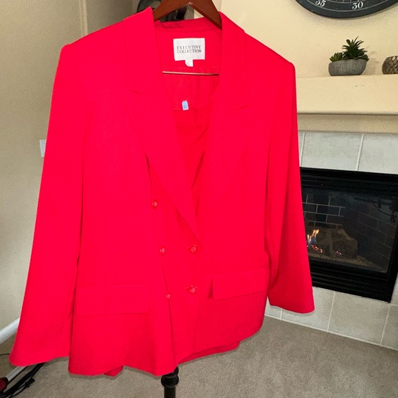 Red Executive Collection Two-Piece Skirt Suit.  Plus Size 20W - Picture 7 of 13